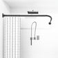 L Shaped Shower Curtain Rod, (44.1"-54.3"x44.1"-54.3") Adjustable Curved Shower Rod, 90 Degree Corner Shower Rods for Bathroom Bathtub Clothing Store Locker, locker rooms, fitting rooms, Black TwinkleTool
