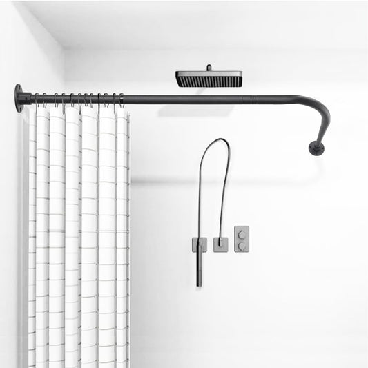L Shaped Shower Curtain Rod, (44.1"-54.3"x44.1"-54.3") Adjustable Curved Shower Rod, 90 Degree Corner Shower Rods for Bathroom Bathtub Clothing Store Locker, locker rooms, fitting rooms, Black TwinkleTool
