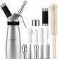 Professional 500 ml Aluminum Whipped Cream Dispenser With 8 Decorating Nozzles -Whipped Cream Canister With 2 Cleaning brushes-Heavy Duty Homemade Whipped Cream Maker 1 Pint (N20 Charger Not Included) FOREVERPREP