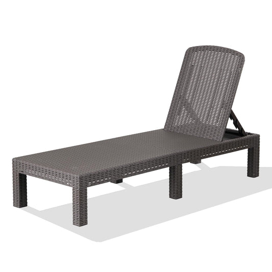 Outraveler Outdoor Chaise Lounge Chair for Pool, Patio Bench Waterproof Sunbed,Mocha ebuys