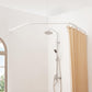 Mirooyu Corner Shower Curtain Rod, Diamond Shaped [Both Sides: 22"-34.8", Middle: 28"/43.7"/12.2"] Heavy Duty NEO Angle Shower Curtain Pole for Bathroom Bathtub with 12 Hooks & Ceiling Support - White Mirooyu
