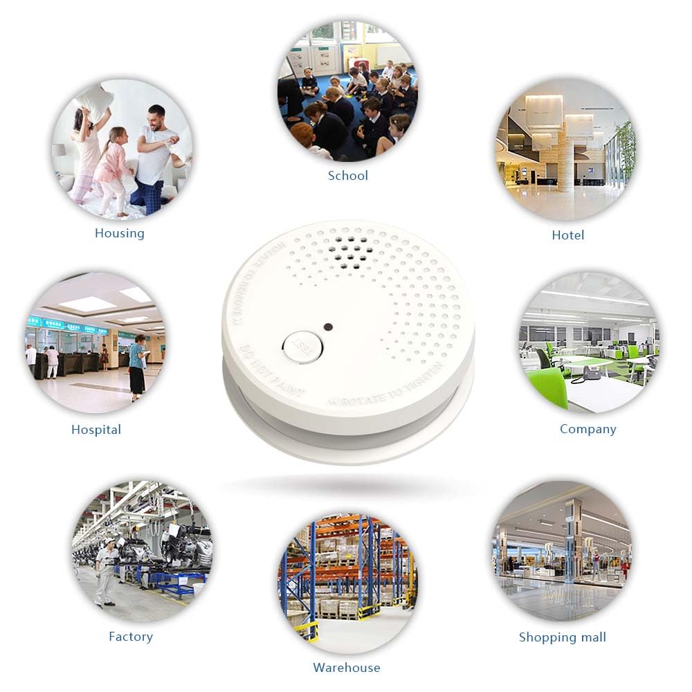 LSHOME 3 Pack Smoke Detector Fire Alarms 9V Battery Operated Photoelectric Sensor Easy to Install with Light Sound Warning, Test Button,9V Included Safety for Home Hotel(912-3) (GS528A) LSHOME