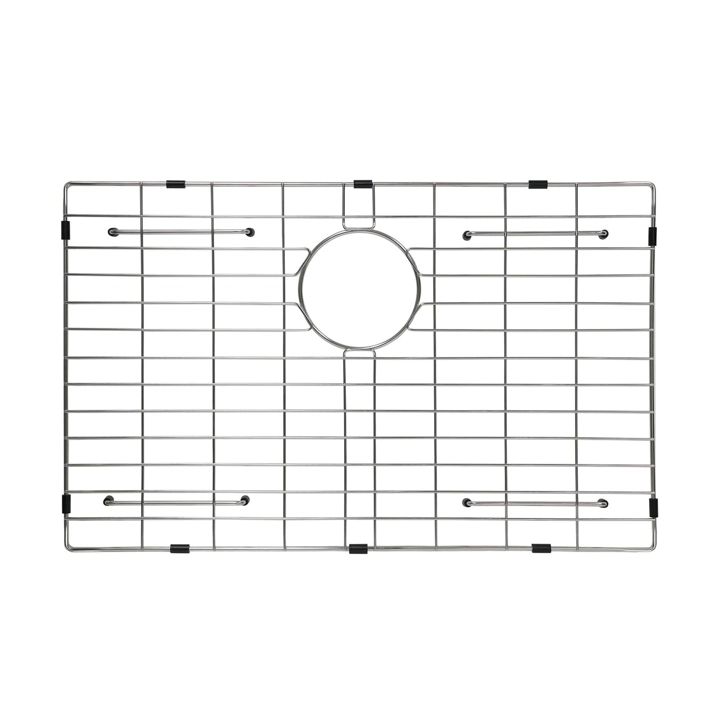 Sanycasa Stainless Steel Kitchen Sink Grid – 24-3/4” x 15-5/8” Sink Protector for Single Bowl Sinks – Rear Drain with Corner Radius 3/8", Durable Sink Grate & Drying Rack for Glassware SANYCASA