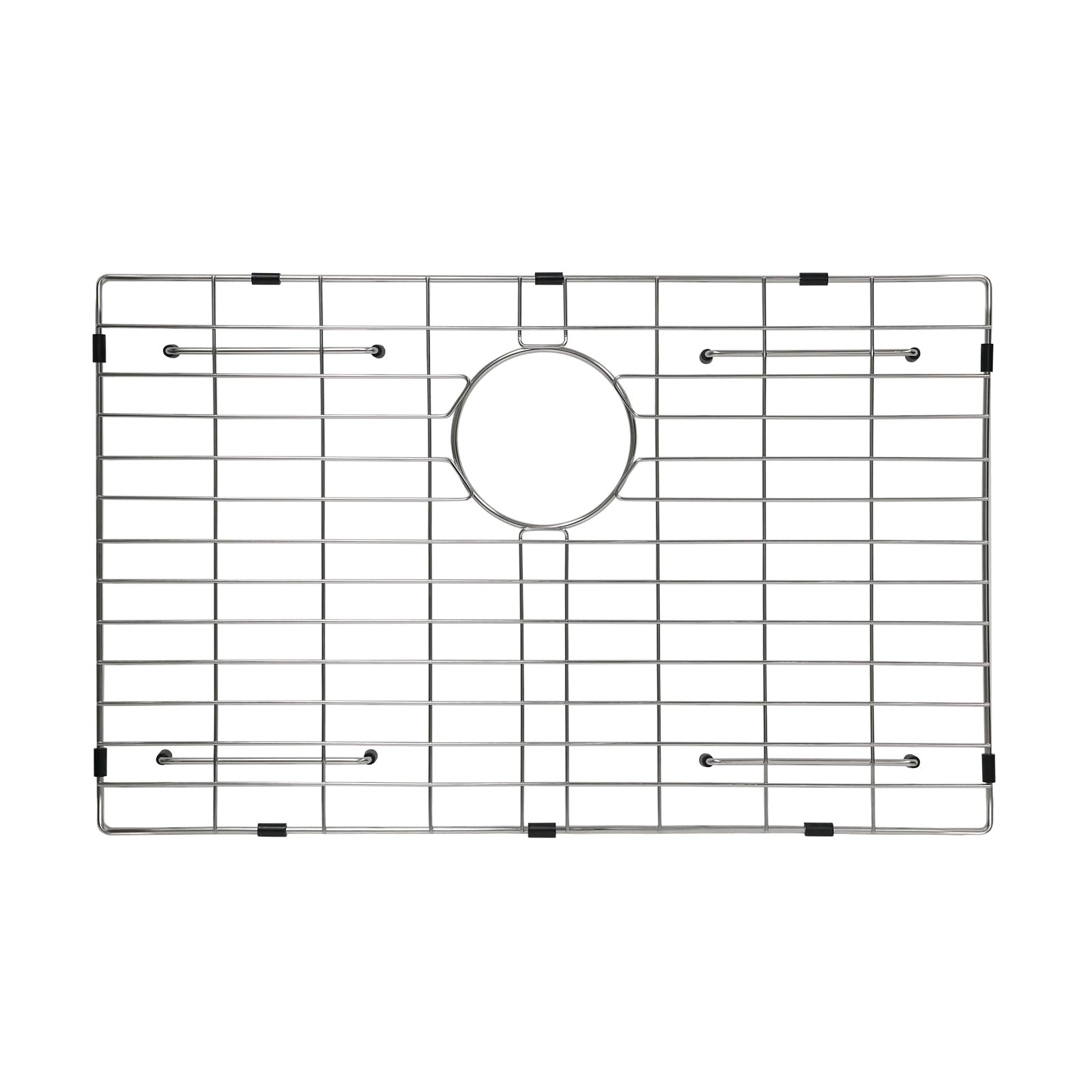 Sanycasa Stainless Steel Kitchen Sink Grid – 24-3/4” x 15-5/8” Sink Protector for Single Bowl Sinks – Rear Drain with Corner Radius 3/8", Durable Sink Grate & Drying Rack for Glassware SANYCASA