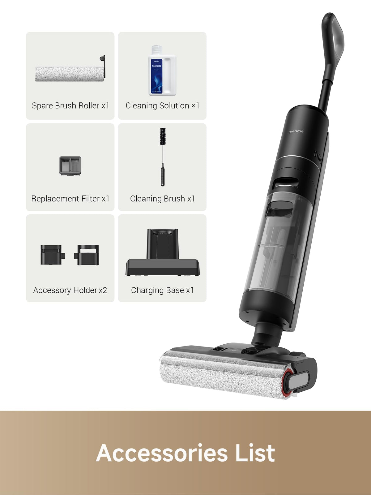 DREAME H12 PRO Vacuum Mop, Wet Dry Vacuum Cleaner for Hard Floor, Vacuum and Mop at The Same Time for Wet & Dry Messes, Auto Self-Cleaning, Edge to Edge Cleaning with Hot Air Drying dreame