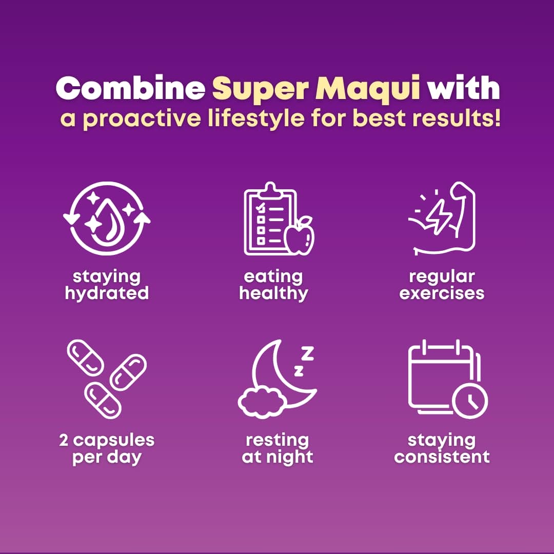 Organic Super Maqui Berry Capsules - Superfood Powder - Elderberry Extract, Cranberry, Pomegranate, Acai - Dry Eye & Tear Support, Gut Health, Skin - 60 Vegan Capsules, Non GMO, Gluten Free Supplement SOLNUVI