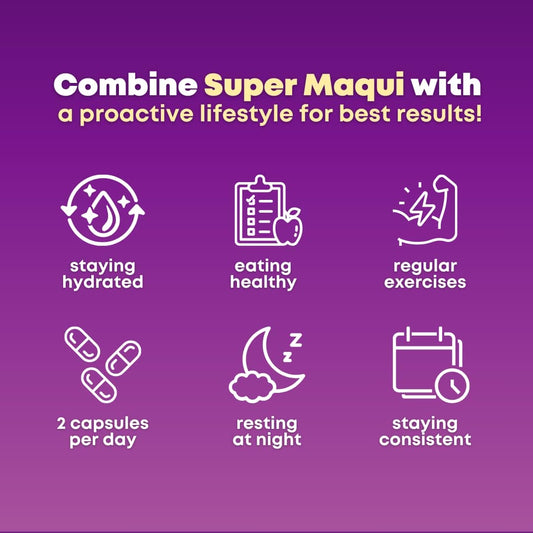 Organic Super Maqui Berry Capsules - Superfood Powder - Elderberry Extract, Cranberry, Pomegranate, Acai - Dry Eye & Tear Support, Gut Health, Skin - 60 Vegan Capsules, Non GMO, Gluten Free Supplement SOLNUVI