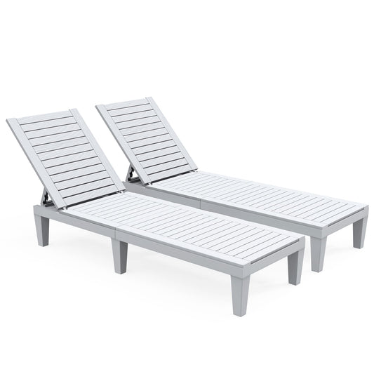 YITAHOME Chaise Outdoor Lounge Chairs Set of 2 with Adjustable Backrest, Sturdy Loungers for Patio & Poolside, Easy Assembly & Waterproof & Lightweight with 265lbs Weight Capacity, Grayish-White ebuys