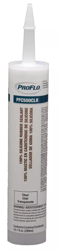 ProFlo Silicone Sealant , Cured sealant is mildew resistant Easy Soap and water clean-up Excellent adhesion with lasting flexibility Container type cartridge Interior/Exterior- PFC500CLR