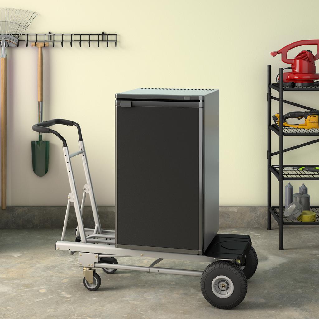 Cosco Handmick 3 In 1 Convertible Pneumatic 1000 Lbs Load Capacity 61" Height, 55-3/4" Length X 21" Width Hand Truck - Easily Converts To A 2 Wheel Upright, 4 Wheel Cart, Or An Assisted 4 Wheel Hand Truck - 206260 Ebuystt