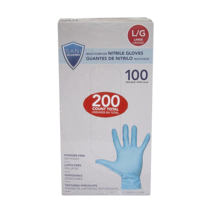 Sani-Guard Large Size Multipurpose Nitrile Disposable Gloves 2 Pack / 100 Units These multipurpose disposable nitrile gloves will help you protect your hands while performing different tasks-467676