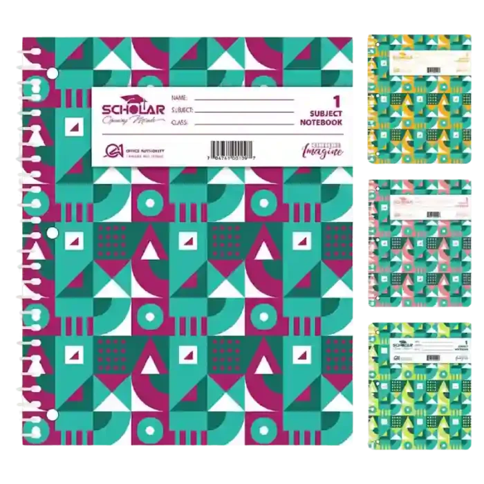 Scholar Spiral Notebook – Assorted Colors, 4 Subject Notebook - 70474100106 Pie's Variety Store