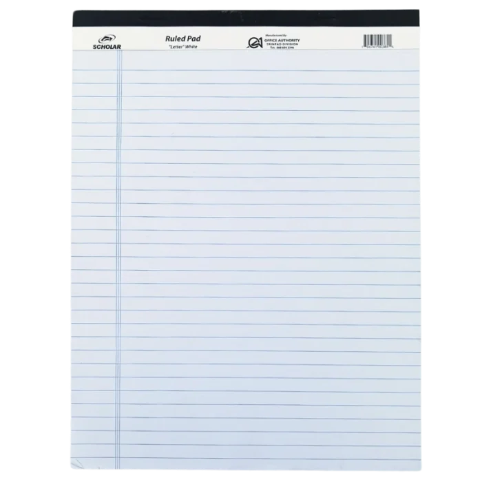 Scholar, Ruled Writing Pad, Letter Size, White - 70474100385 Pie's Variety Store