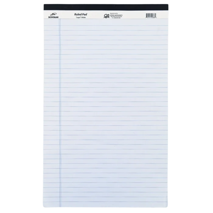 Scholar, Ruled Writing Pad, Letter Size, White - 70474100385 Pie's Variety Store