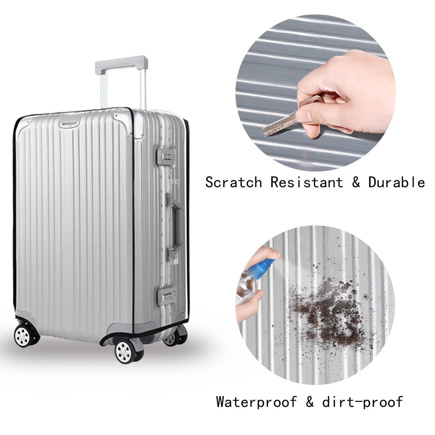 T Tersely Clear PVC Suitcase Cover Protectors 20/24/26/28/30 Inch Suitcase Covers for Luggage - Waterproof Dustproof and Anti-Scratch 20-30 Inch Luggage Cover (20inch) T Tersely