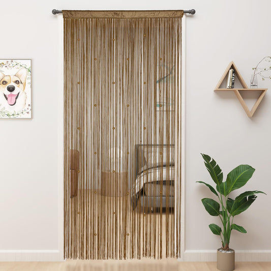 YIIBAII Beaded Curtain Beaded Curtains for Doorways Crystals Suitable for Interior Decoration and Partitions Hippy Closet Curtains (Brown, 39"x79") YIIBAII