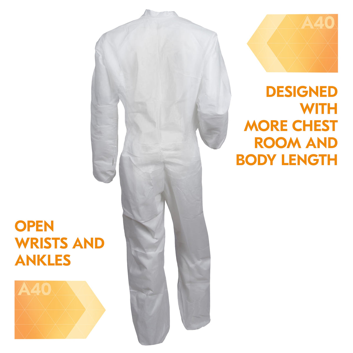 KleenGuard™ A40 Liquid & Particle Protection Coveralls (44305), Zipper Front, White, 2XL (Qty 25) KLEENGUARD