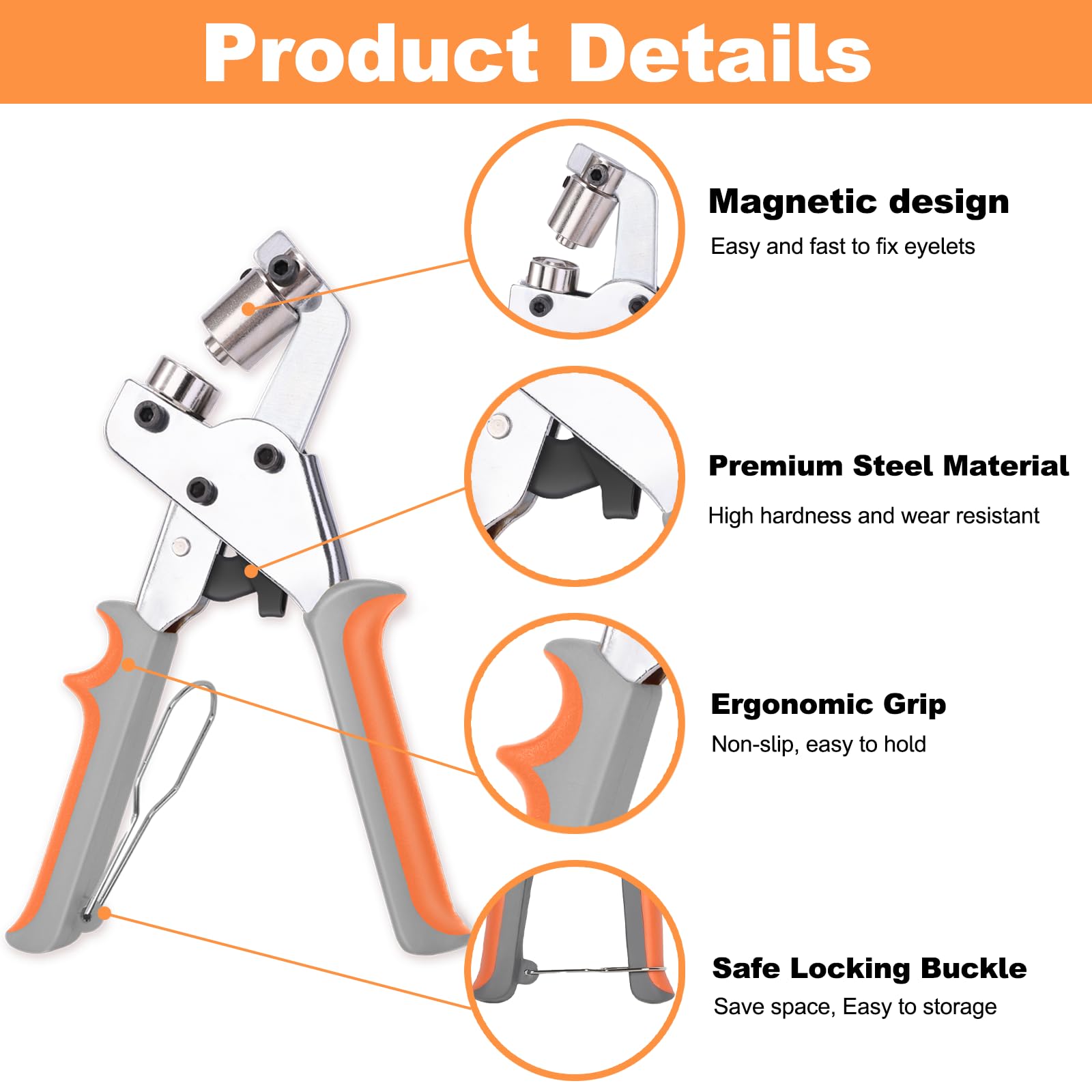 ZAPSIFOU Grommet Tool Kit with 200 Sets 3/8 Inch 10mm Grommets, Heavy Duty Grommet Kit, Grommets Pucher with Hole Punch and Eyelets, Eyelet Pliers Kit for Tarp, Fabric, Banner, Canvas, Leather ZAPSIFOU