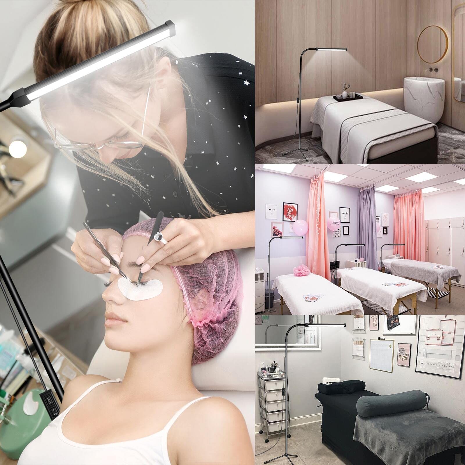 EBEST Led Floor Lamp for Eyelash Extensions Craft Task Floor Standing Light Adjustable Gooseneck Dimmable lash LED Lamp for Facial Spa Salon Makeup EBEST