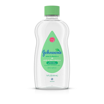 Johnson's Baby Oil with Aloe Vera & Vitamin E 14 oz known for its skin-soothing qualities - and vitamin E, a natural skin conditioner- 38137003332 Pie's Variety Store