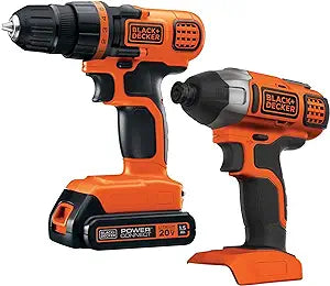 BLACK+DECKER 20V MAX Cordless Drill and Impact Driver, Power Tool Combo Kit with Battery and Charger -BD2KITCDDI Argos Distributors