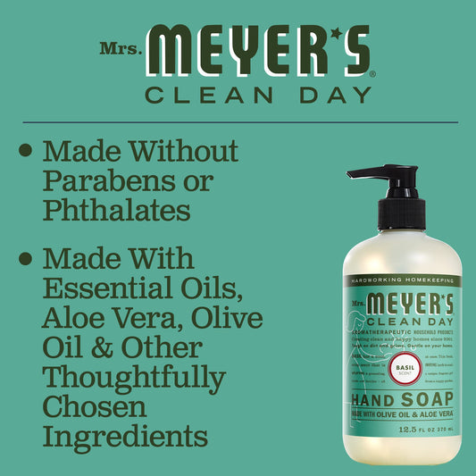 MRS. MEYER'S CLEAN DAY Hand Soap Refill, Made with Essential Oils, Biodegradable Formula, Basil, 33 fl. oz Mrs. MEYER'S