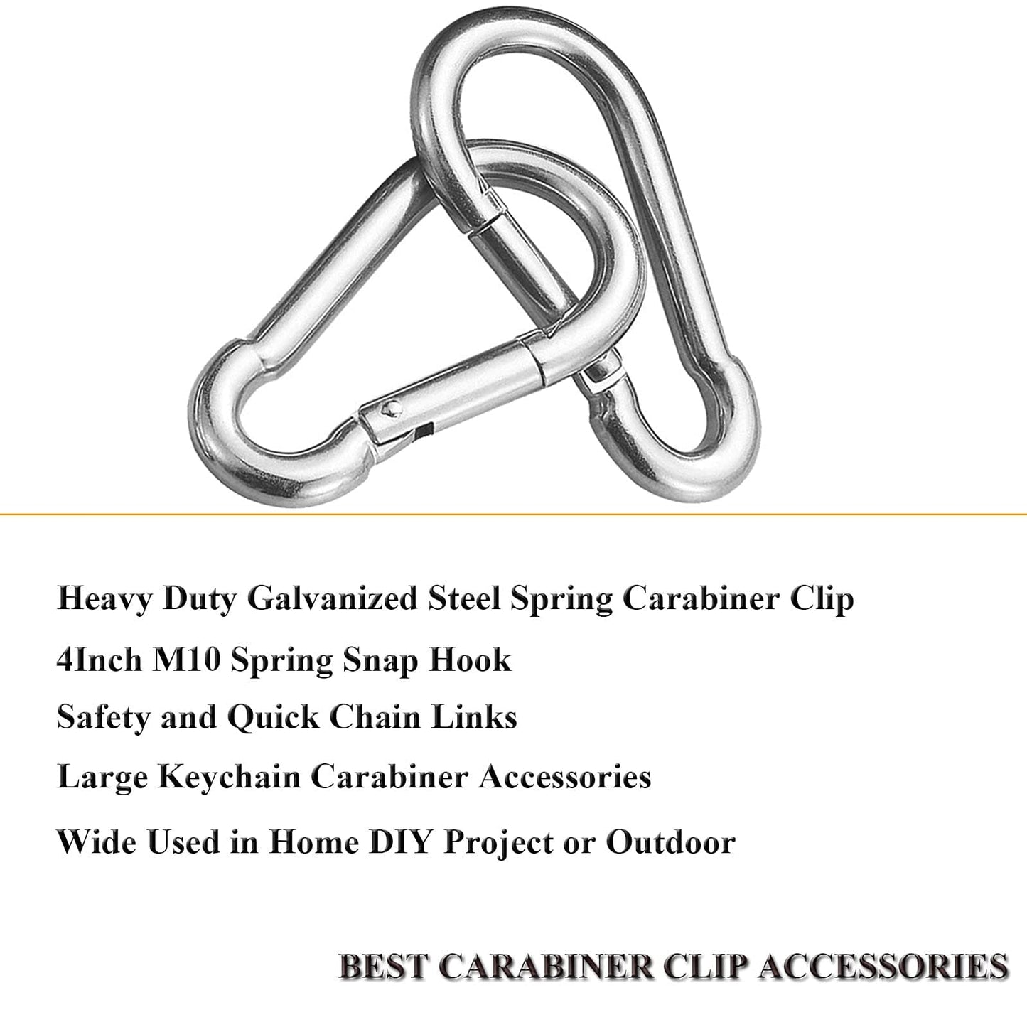 EPHECH 30PCS 4" Heavy Duty Spring Snap Hook, M10 3/8" Galvanized Steel Carabiner Clip Qiuck Link Spring Snap Hook, 770LBS Holding Capacity Keychain Buckle for Swing Hammock Gym Outdoor EPHECH