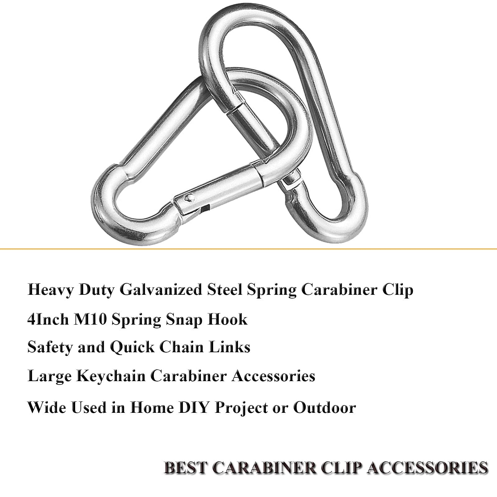 EPHECH 30PCS 4" Heavy Duty Spring Snap Hook, M10 3/8" Galvanized Steel Carabiner Clip Qiuck Link Spring Snap Hook, 770LBS Holding Capacity Keychain Buckle for Swing Hammock Gym Outdoor EPHECH