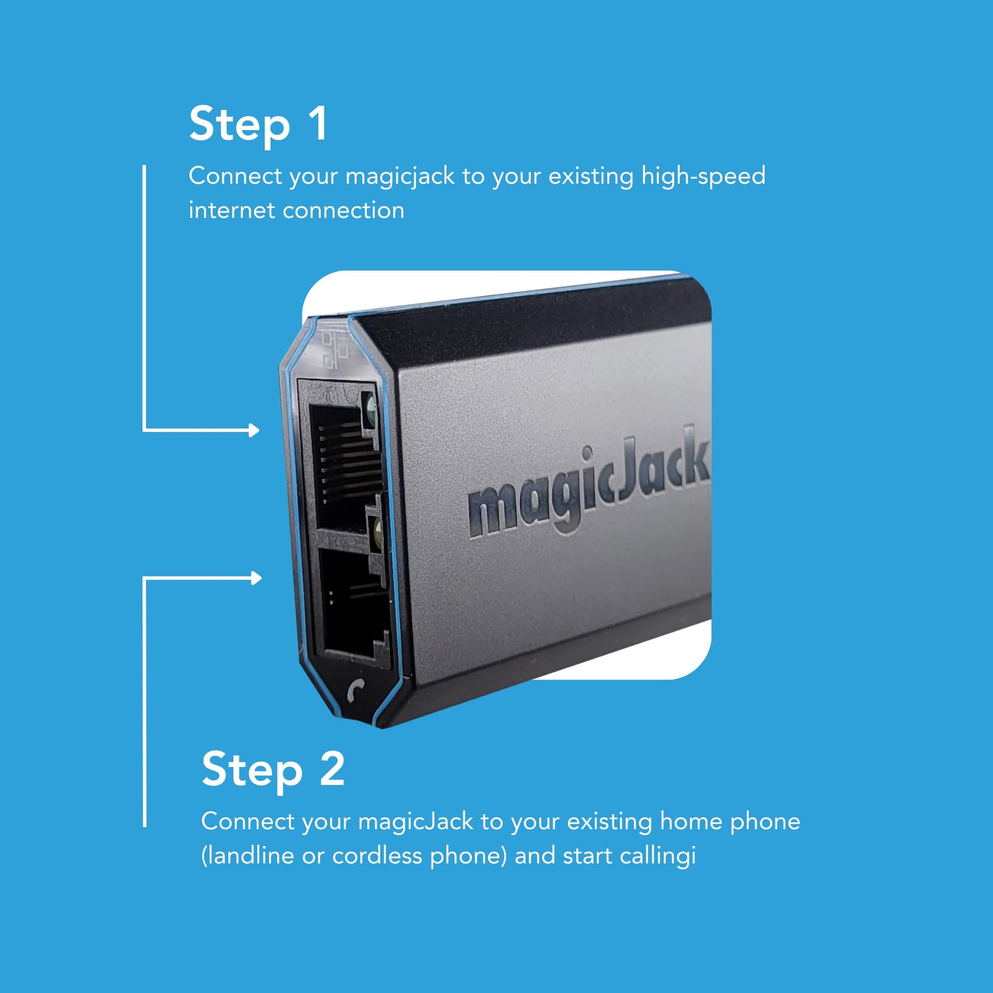 magicJack VOIP Phone Adapter - Unlimited Calls to US & Canada, No Monthly Bill, Portable Internet Phone with App, magicIN™ & magicOUT™ Service magicJack