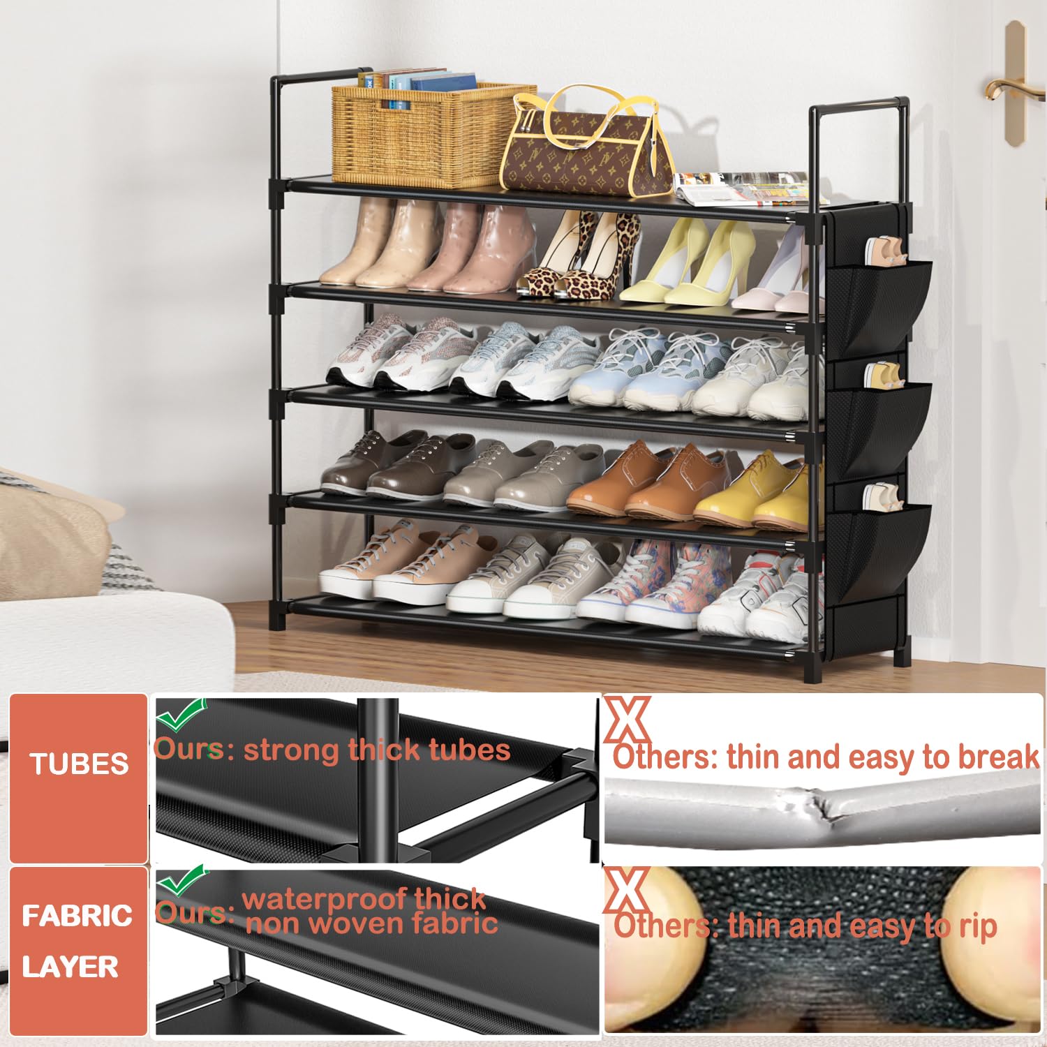 OYREL Shoe Rack 5 Tier 20-25 Storage Capacity Shoes Organizer OYREL