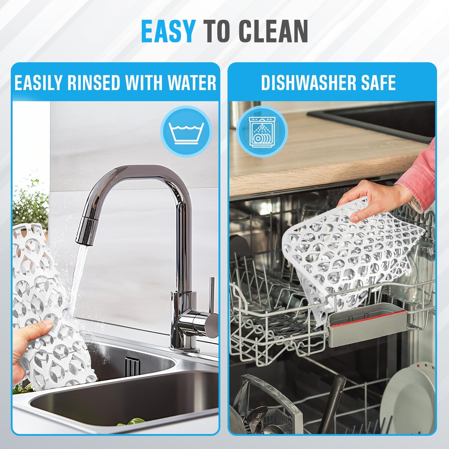 2 Pack Sink Protectors for Kitchen Sink, 13.4"x11.4" Non-Slip Silicone Sink Mats Protect Your Stainless Steel Bottom of Kitchen Sink or Drying Rack, Eco-Friendly & Stain-Free Kitchen Sink Mat - White Sink Protex
