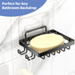Moforoco Soap Dish, Soap Bar Holder for Shower, No Drilling Bathroom Accessories, Wall Mounted Soap Holder with Hooks and Razor Holder, Shower Rack Soap Tray Bar Soap for Bathroom & Kitchen Moforoco
