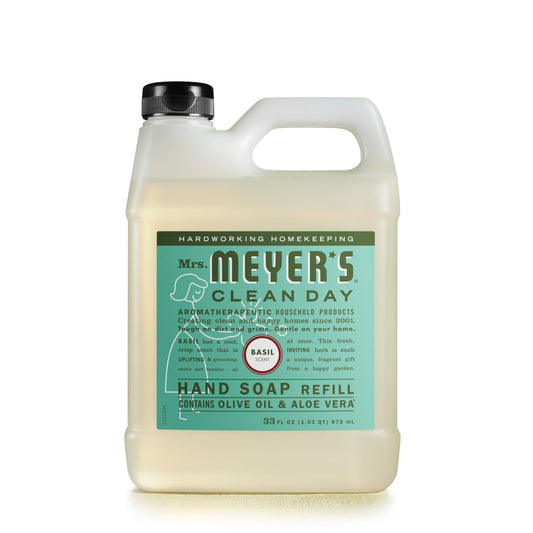 MRS. MEYER'S CLEAN DAY Hand Soap Refill, Made with Essential Oils, Biodegradable Formula, Basil, 33 fl. oz Mrs. MEYER'S