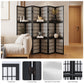 Room Divider with Shelves, 66.9-Inch Tall Japanese Shoji Style Wood Screen with Double Hinges for Home Office Decoration (6 Panels, Black) Svimi