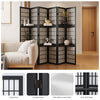 Room Divider with Shelves, 66.9-Inch Tall Japanese Shoji Style Wood Screen with Double Hinges for Home Office Decoration (6 Panels, Black)