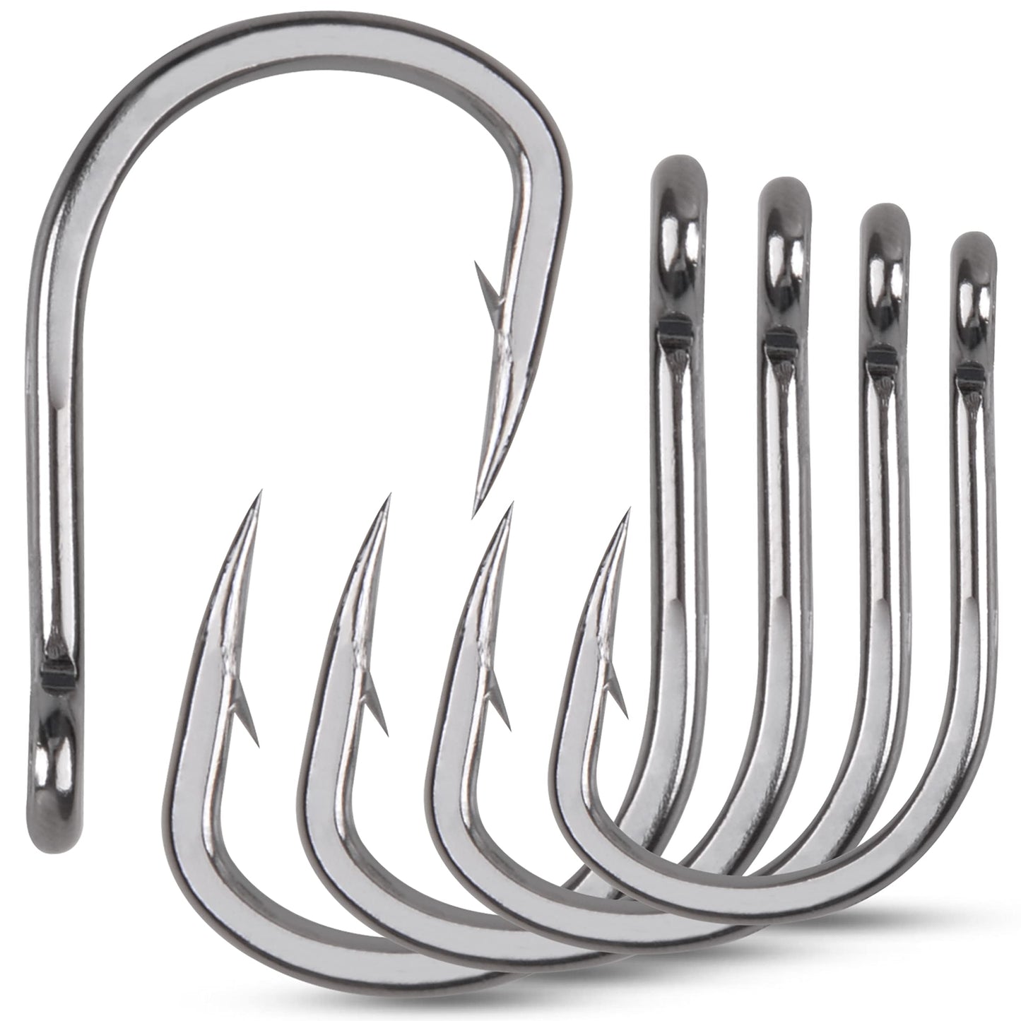 Saltwater Live Bait Fishing Hooks- 35pcs Inline Circle Hooks Catfish Bait Fish Hooks 2X Strong Stainless Steel Hooks for Big Game Fishing 1/0-12/0 SILANON