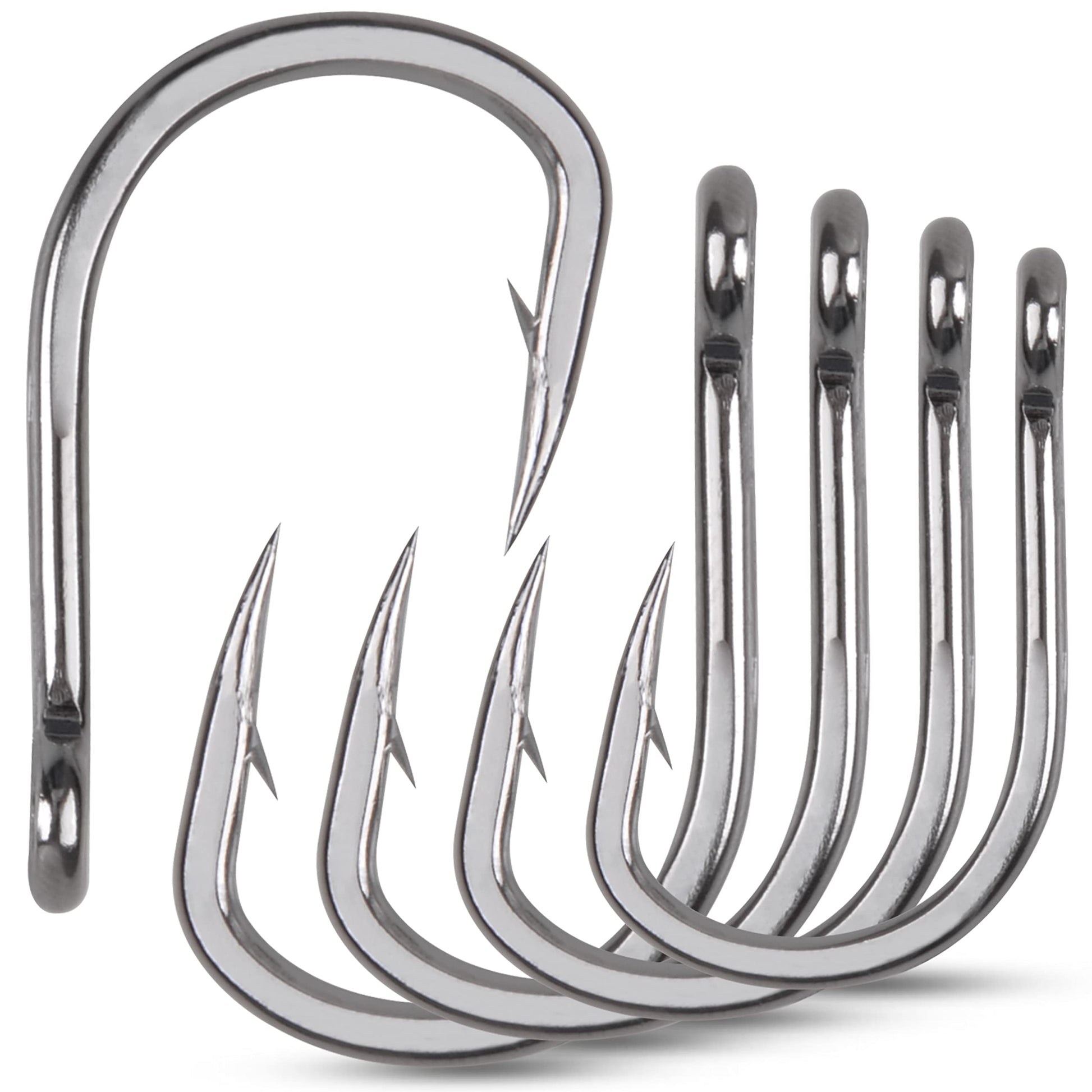 Saltwater Live Bait Fishing Hooks- 35pcs Inline Circle Hooks Catfish Bait Fish Hooks 2X Strong Stainless Steel Hooks for Big Game Fishing 1/0-12/0 SILANON