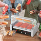 VEVOR Hot Dog Roller 7 Rollers 18 Hot Dogs Capacity 1050W Stainless Sausage Grill Cooker Machine with Dual Temp Control Glass Hood Acrylic Cover Bun Warmer Shelf Removable Oil Drip Tray, ETL Certified VEVOR