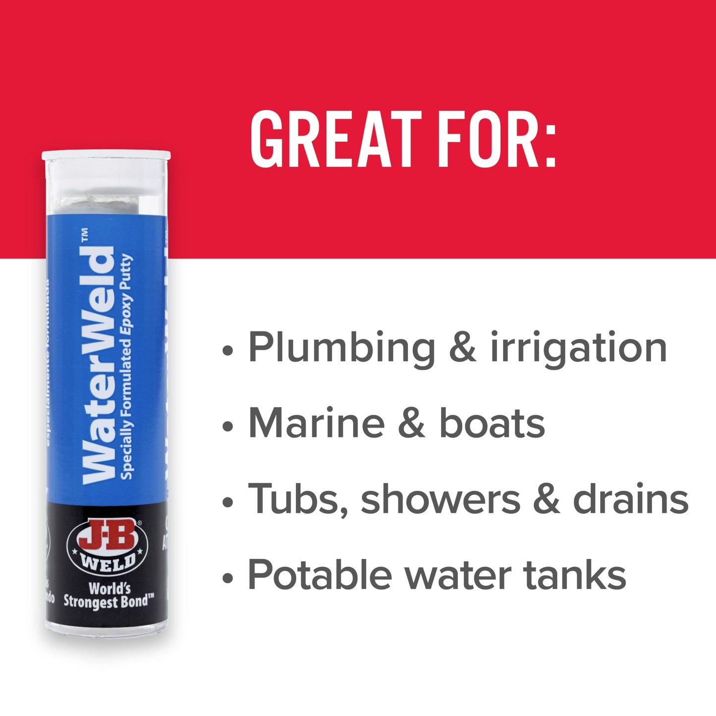 J-B Weld 8277 WaterWeld Epoxy Putty Stick - 2 oz., Off White MEGA