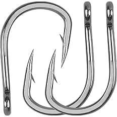 Saltwater Live Bait Fishing Hooks- 35pcs Inline Circle Hooks Catfish Bait Fish Hooks 2X Strong Stainless Steel Hooks for Big Game Fishing-Size 12/0-35pcs