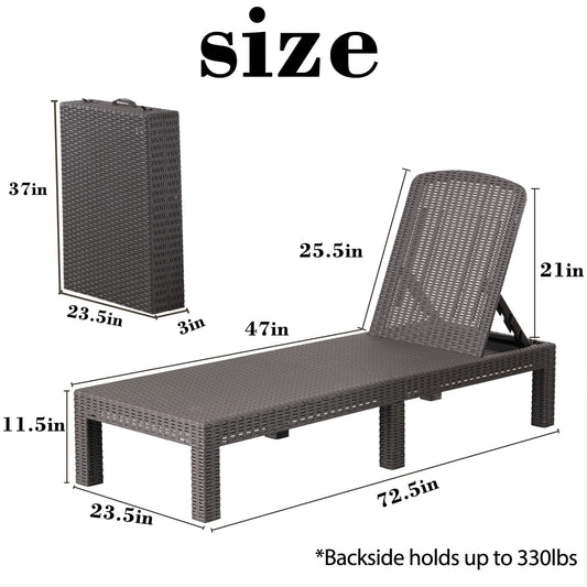 Outraveler Outdoor Chaise Lounge Chair for Pool, Patio Bench Waterproof Sunbed,Mocha ebuys