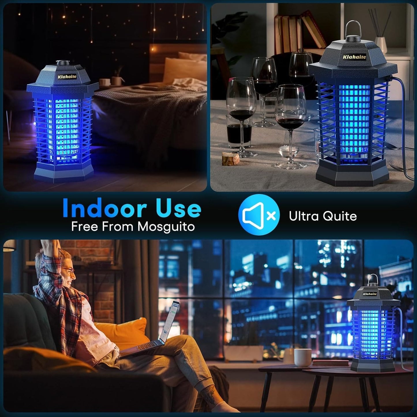Klahaite Bug Zapper Outdoor, Mosquito Zapper, Fly Traps Fly Zapper,Mosquito Repellent Outdoor Patio and Backyard Covers 1/2 Acre, 4200V Powerful Grid, ABS Fireproof Plastic Outer Klahaite