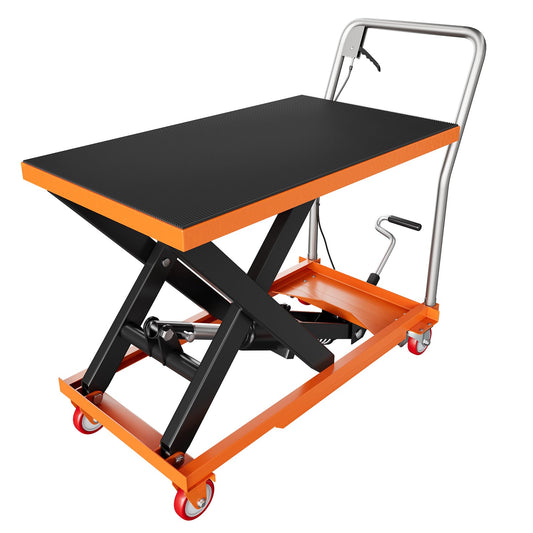 GarveeTech Hydraulic Lift Table Cart, 330lbs Capacity 28.5" Lifting Height, Manual Single Scissor Lift Table with Locking Wheels and Non-Slip Pad, Hydraulic Scissor Cart for Material Handling GarveeTech