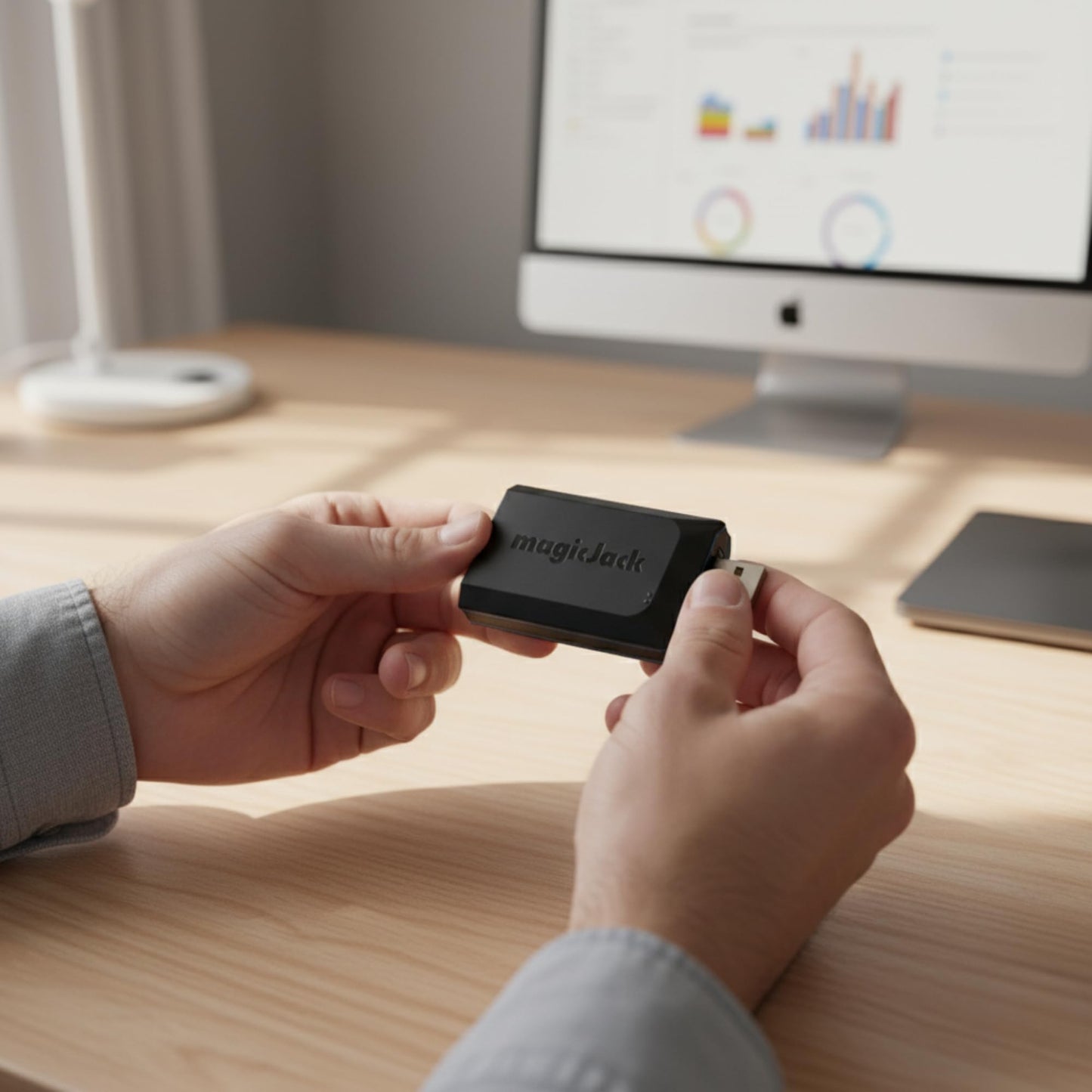 magicJack VOIP Phone Adapter - Unlimited Calls to US & Canada, No Monthly Bill, Portable Internet Phone with App, magicIN™ & magicOUT™ Service magicJack