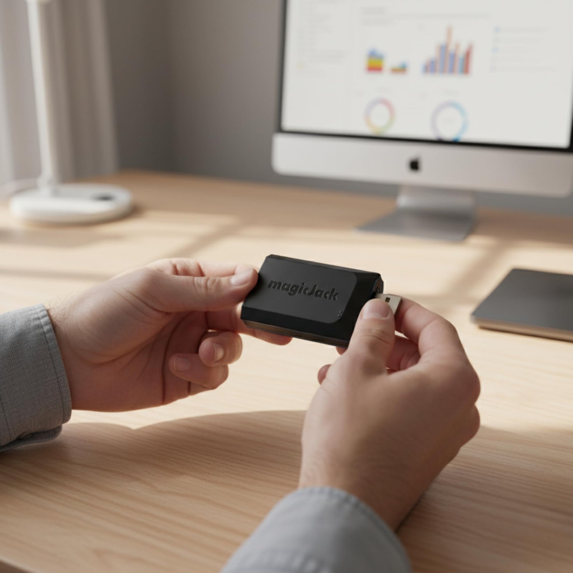 magicJack VOIP Phone Adapter - Unlimited Calls to US & Canada, No Monthly Bill, Portable Internet Phone with App, magicIN™ & magicOUT™ Service magicJack
