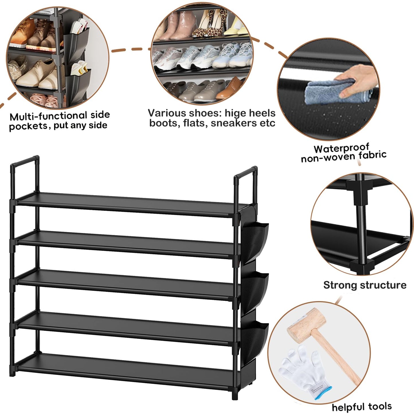 OYREL Shoe Rack 5 Tier 20-25 Storage Capacity Shoes Organizer OYREL