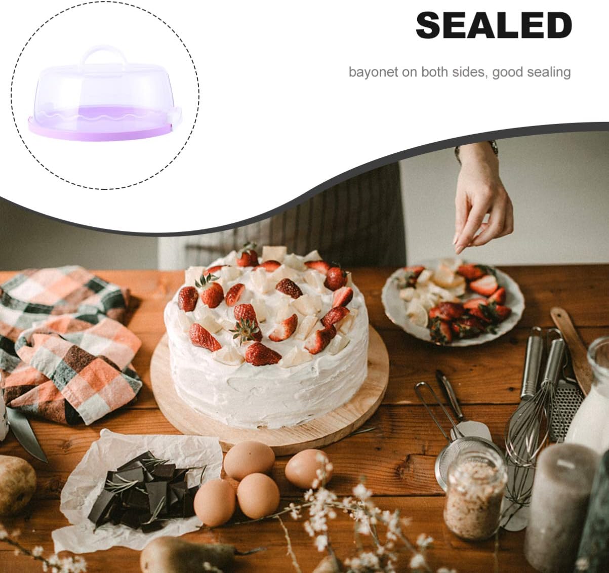 Plastic Cake Carrier Clear Dome Round Birthday Cake Holder Cake Packing Case Food Cover with Handle for Pie Cupcake - 71804 Pie's Variety Store