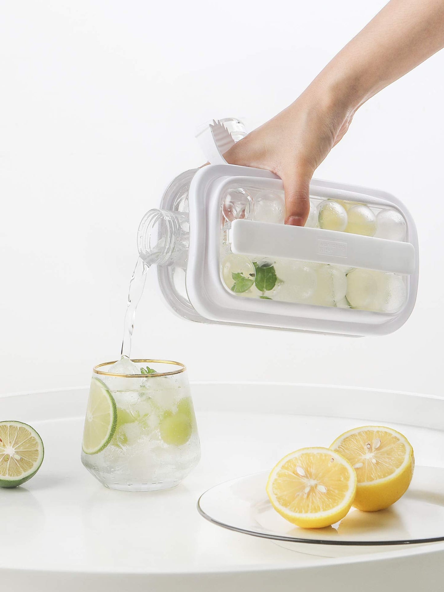 LittleStar Ice Cube Trays 2 in 1 Portable Ice Ball Maker Kettle With 17 Grids Flat Body Lid Cooling Ice Pop/Cube Molds For Hockey,Cocktail,Coffee,Whiskey,Champagne,Beer,Juice,Water (Gray) LittleStar