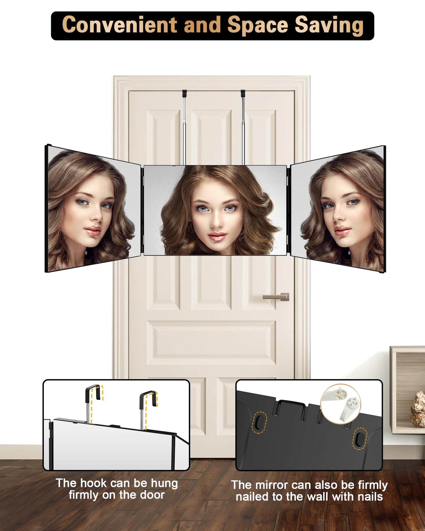 JUSRON 360 Viewing Angle Self Hair Cutting Mirror, Clear Anti-Fog HD Glass Ebuystt