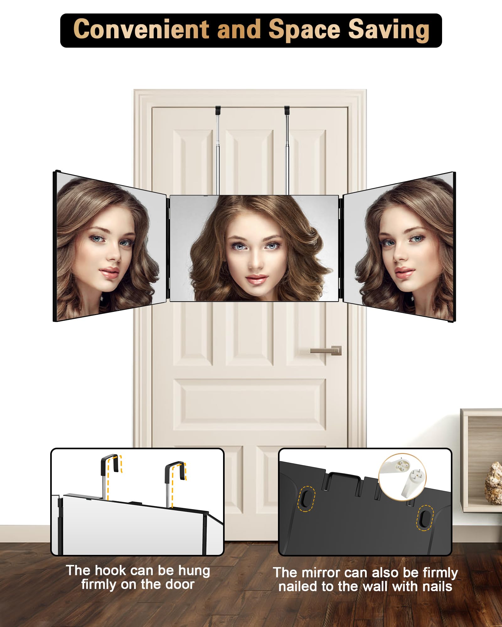 JUSRON 360 Viewing Angle Self Hair Cutting Mirror, Clear Anti-Fog HD Glass Ebuystt